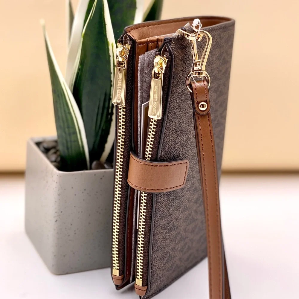 Michael Kors DoubleZip Wallet Wristlet Brown